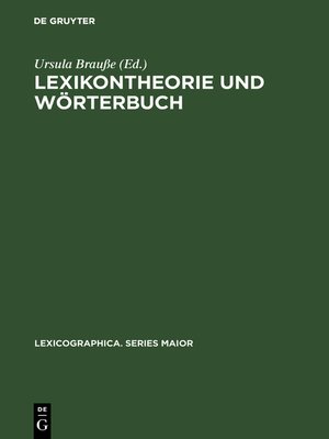 cover image of Lexikontheorie und Wörterbuch